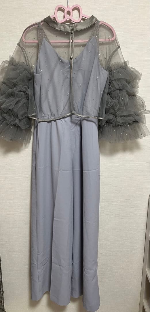 2WAY BIJOU RUFFLE TOP SET ROMPERS サックス S