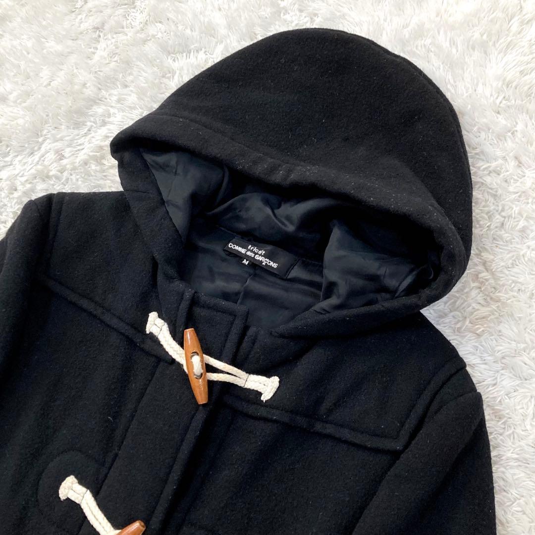 アンゴラ混 トリココムデギャルソン ダッフルコート 黒 レディース M