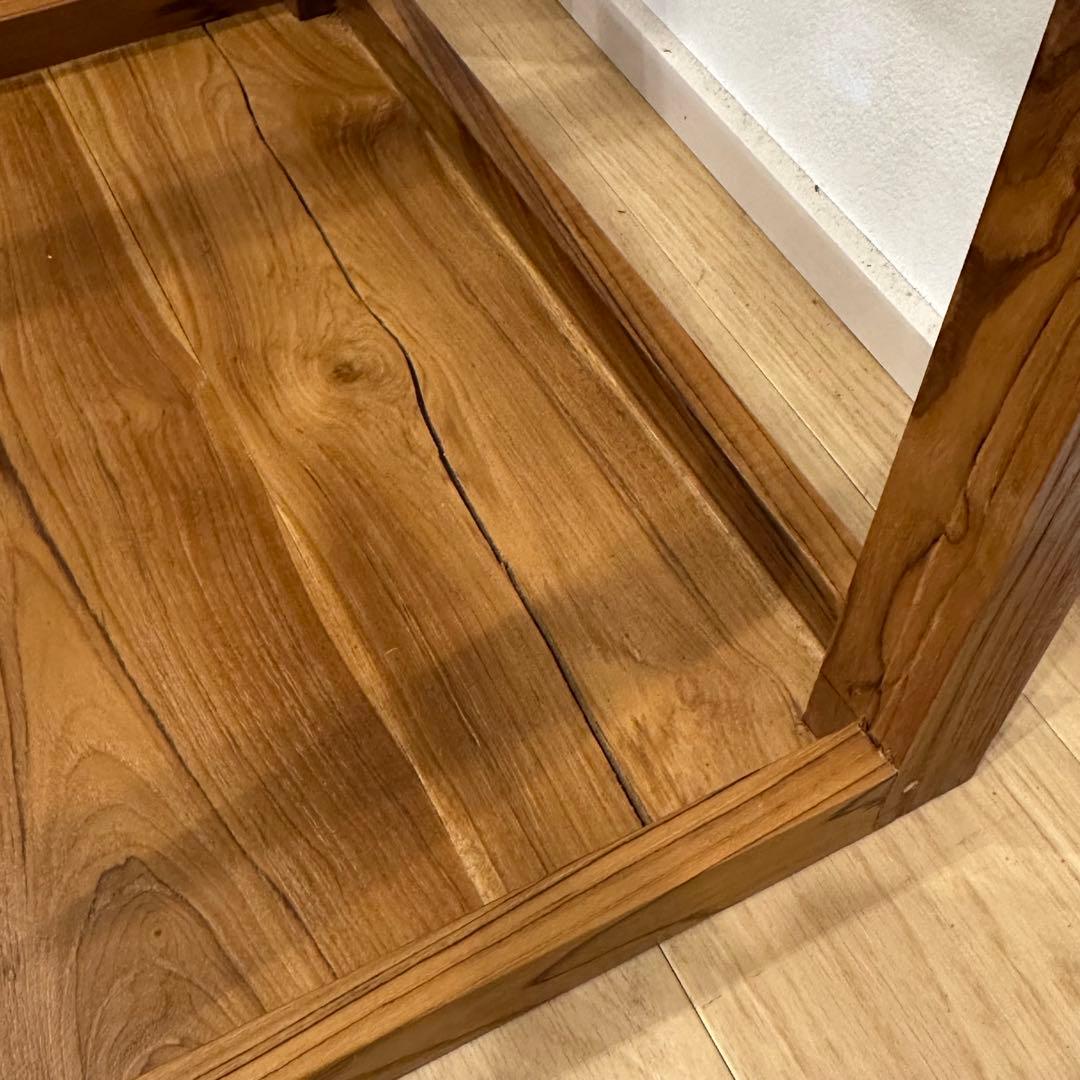 【訳あり】バリ島チーク無垢材ガラステーブル 正方形 通常44,000円がなんと！