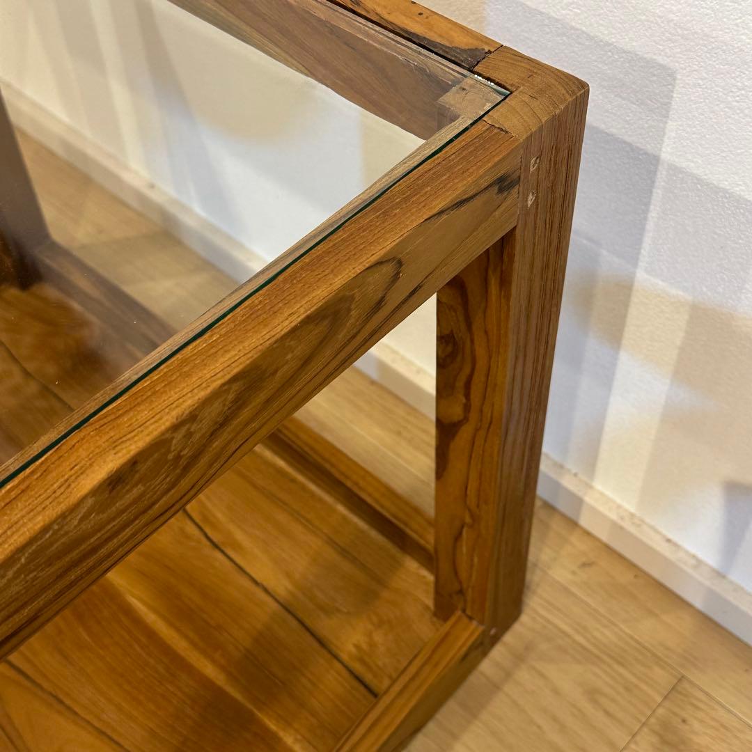 【訳あり】バリ島チーク無垢材ガラステーブル 正方形 通常44,000円がなんと！