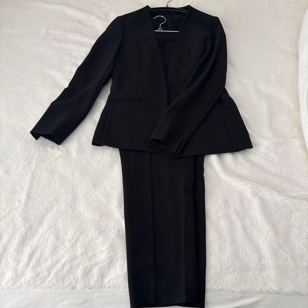 PLST プラステ 洗える　パンツスーツセットアップ　ブラック