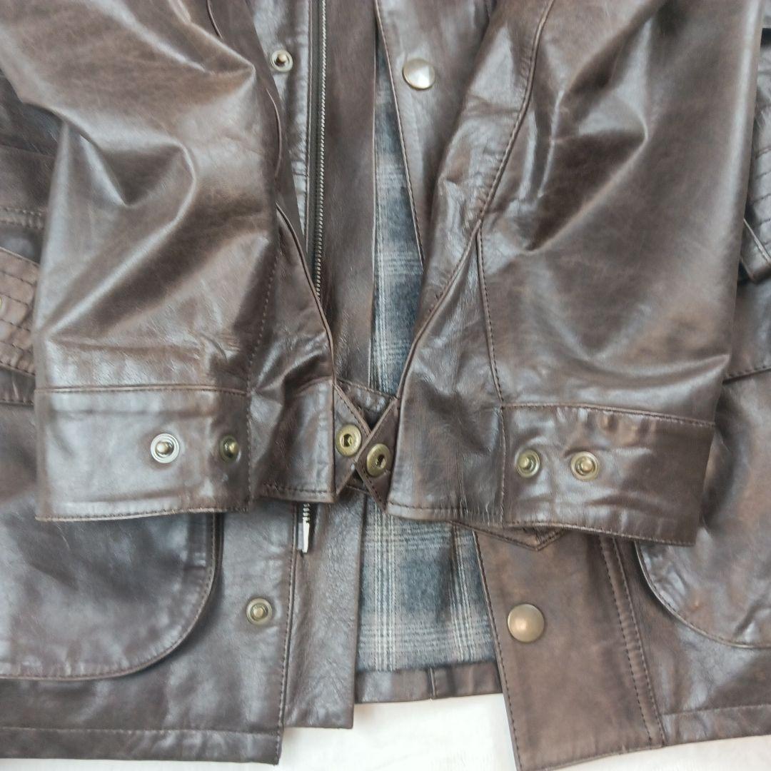 PS ポールスミス カーコート ラムレザー М ブラウン チェック ベルト