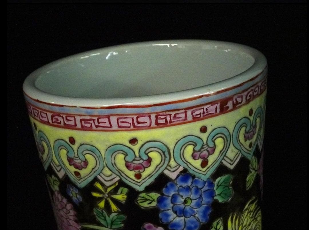 中国古玩 粉彩 天球瓶 大花瓶 高約52cm 時代物 唐物 x031135