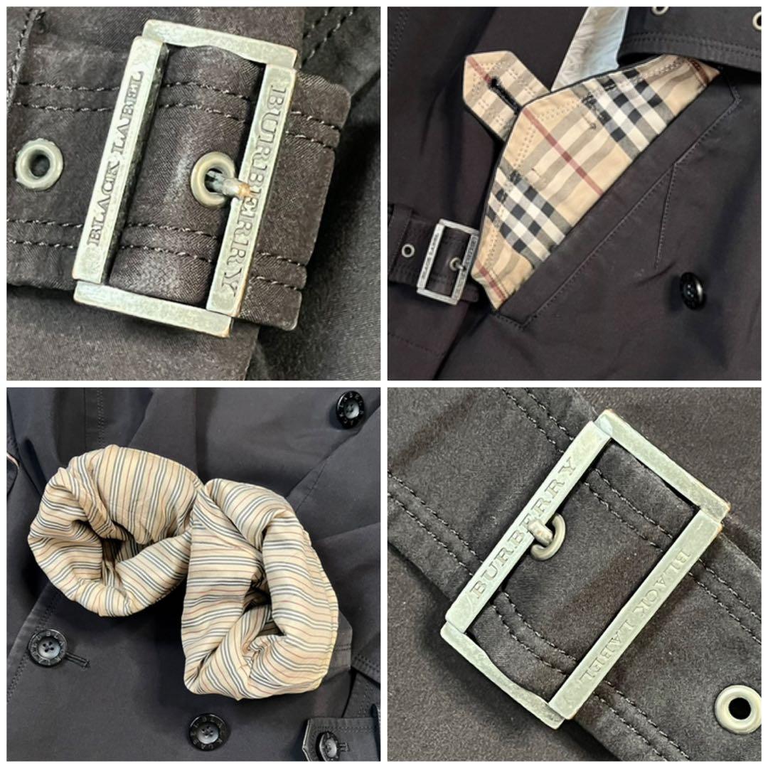 極美品✨バーバリーブラックレーベル トレンチコート ノバチェック ロング丈 ロゴ