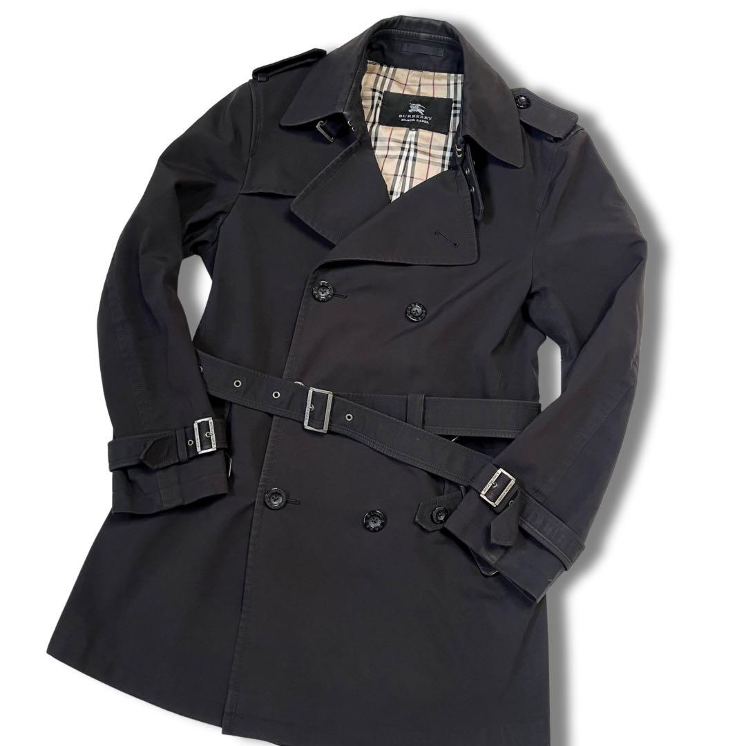 極美品✨バーバリーブラックレーベル トレンチコート ノバチェック ロング丈 ロゴ