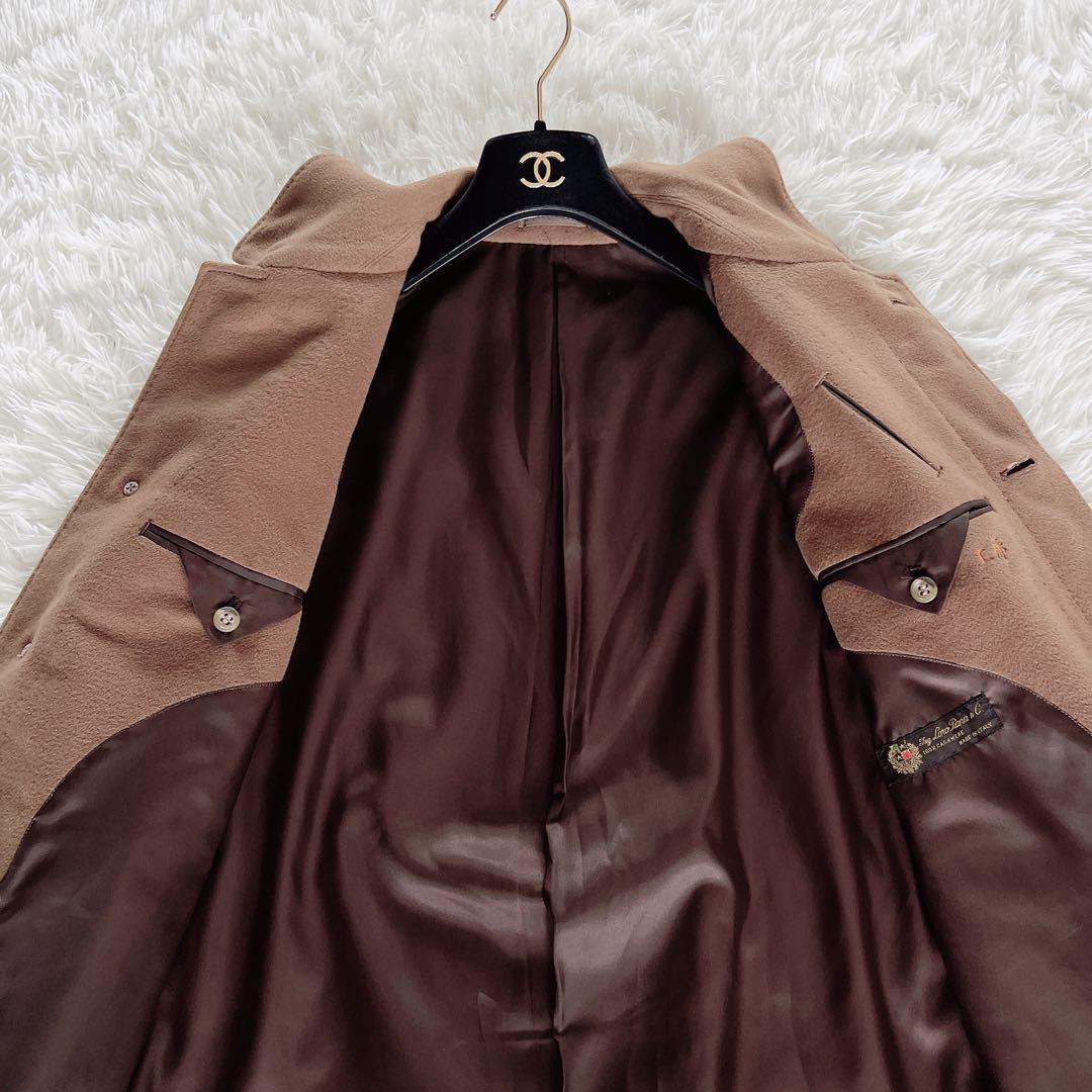 ロロピアーナ生地 カシミヤ100% ステンカラーコート ブラウンキャメル90A4