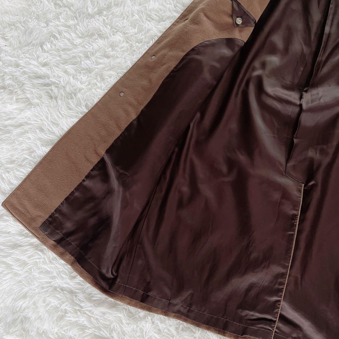 ロロピアーナ生地 カシミヤ100% ステンカラーコート ブラウンキャメル90A4