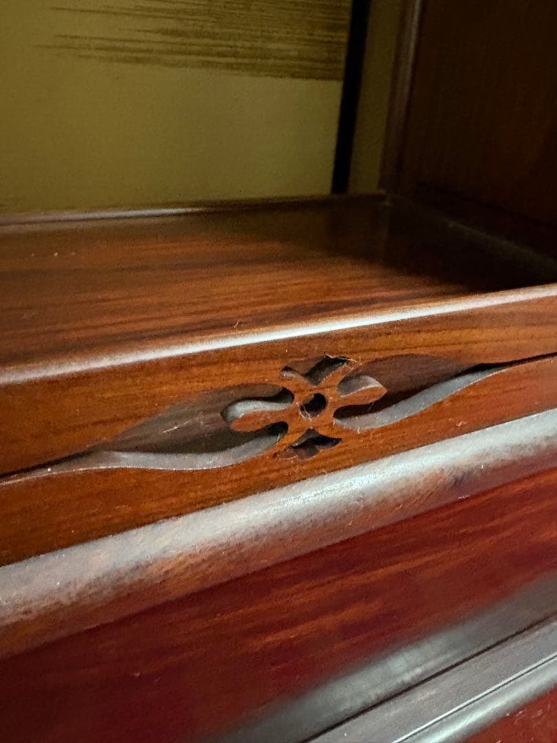 唐木　茶箪笥　茶棚　飾り棚　違い棚　引出し付き　レトロ　木製オープンシェルフ