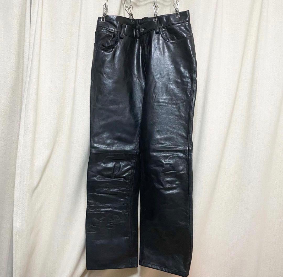 old gap レザーパンツ　ブラック　ストレート　IO着用