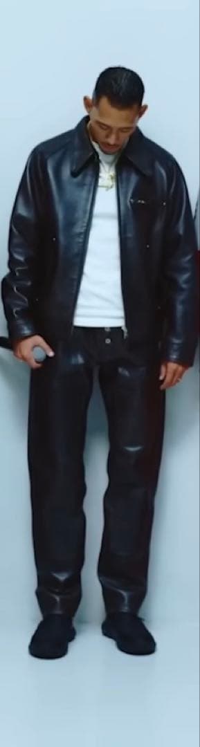 old gap レザーパンツ　ブラック　ストレート　IO着用