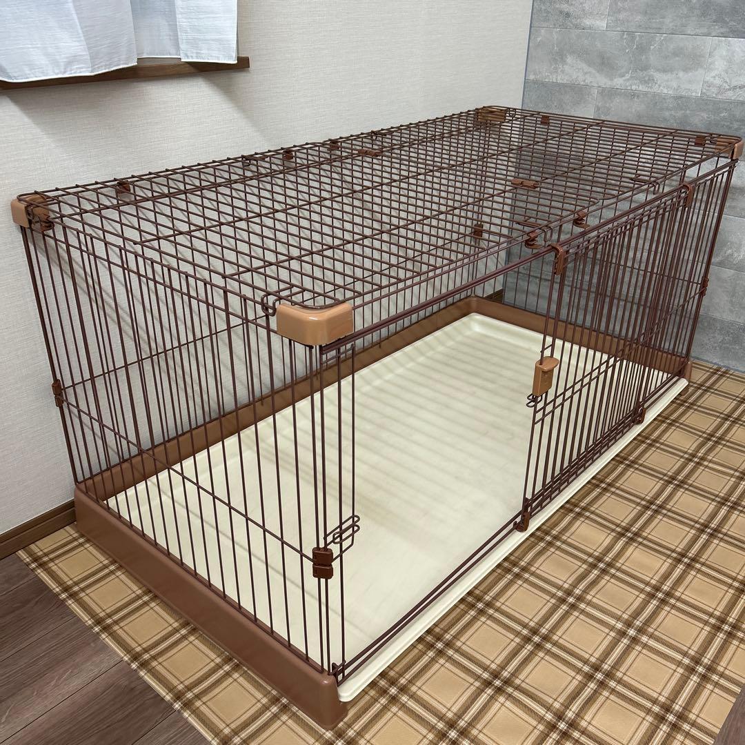 リッチェル ペット用お掃除簡単サークル 150-80 ブラウン　屋根付きセット