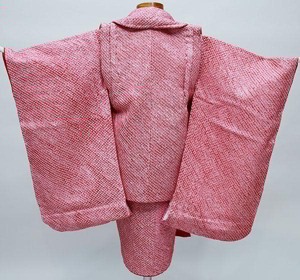 七五三 三歳 女児 被布着物フルセット 正絹 総絞り 赤 お仕立て無料