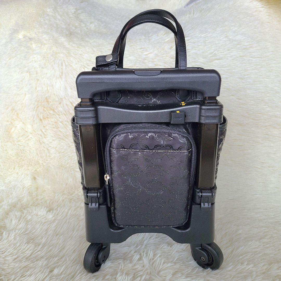 美品【スワニー】キャリーバッグ Sサイズ レース柄 ブラックラメ　MA-0027