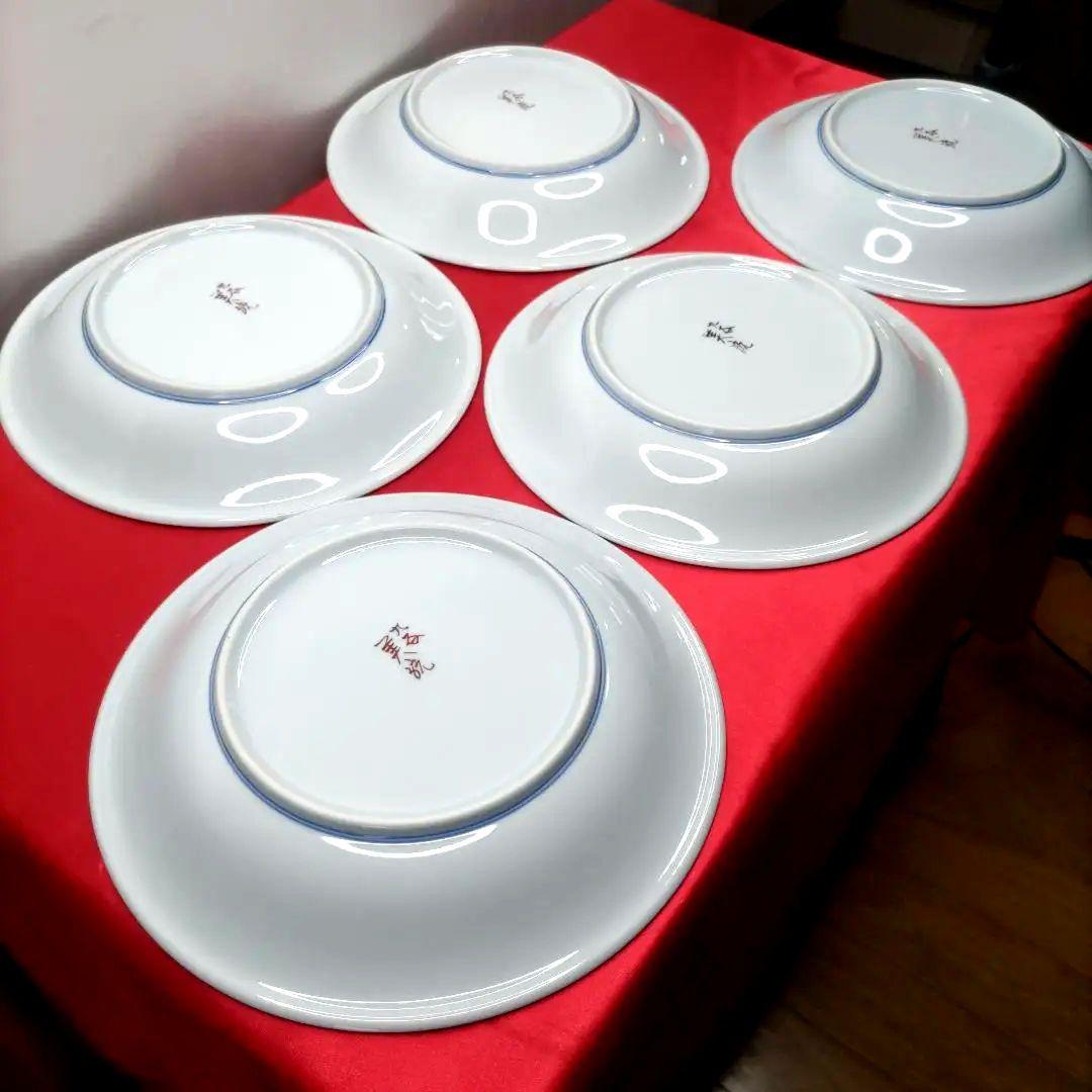 人間国宝　吉田美統　九谷焼　金彩　7寸皿　5客セット　共箱　共布　陶歴付