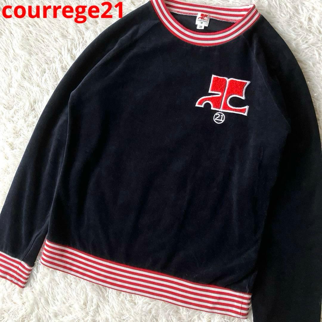 美品❣️ courrege21 クレージュ 長袖 ベロア素材 黒 y2k 【M】