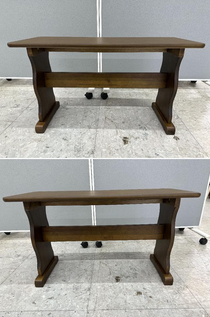 ダイニングテーブルセット　ベンチ×2　ブラウン