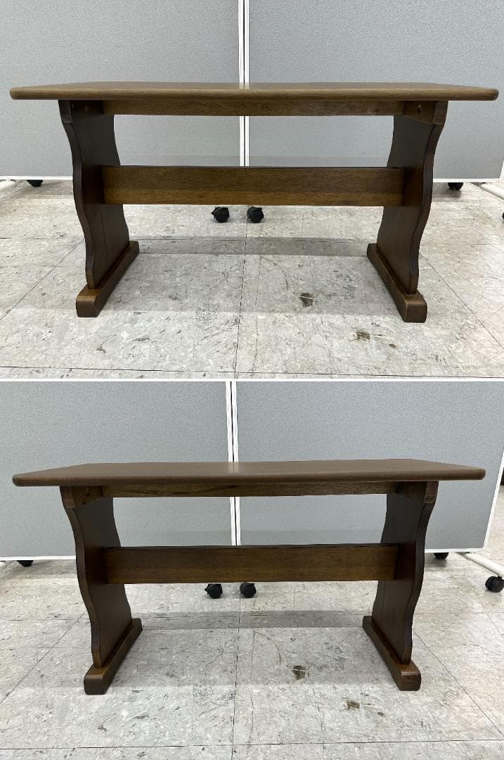 ダイニングテーブルセット　ベンチ×2　ブラウン