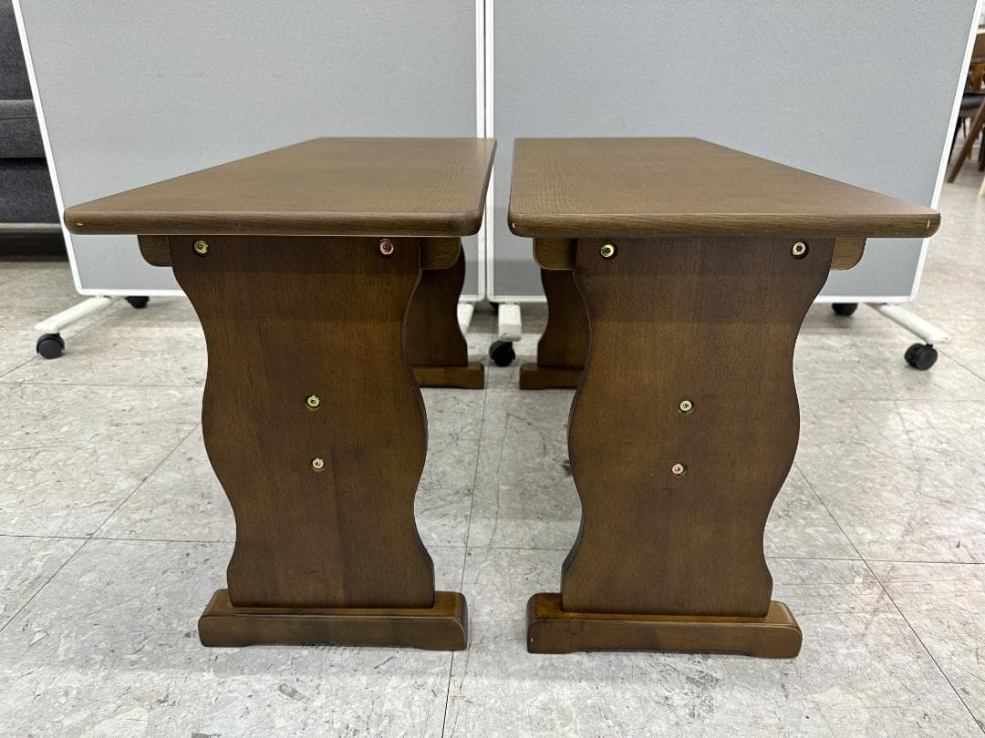 ダイニングテーブルセット　ベンチ×2　ブラウン