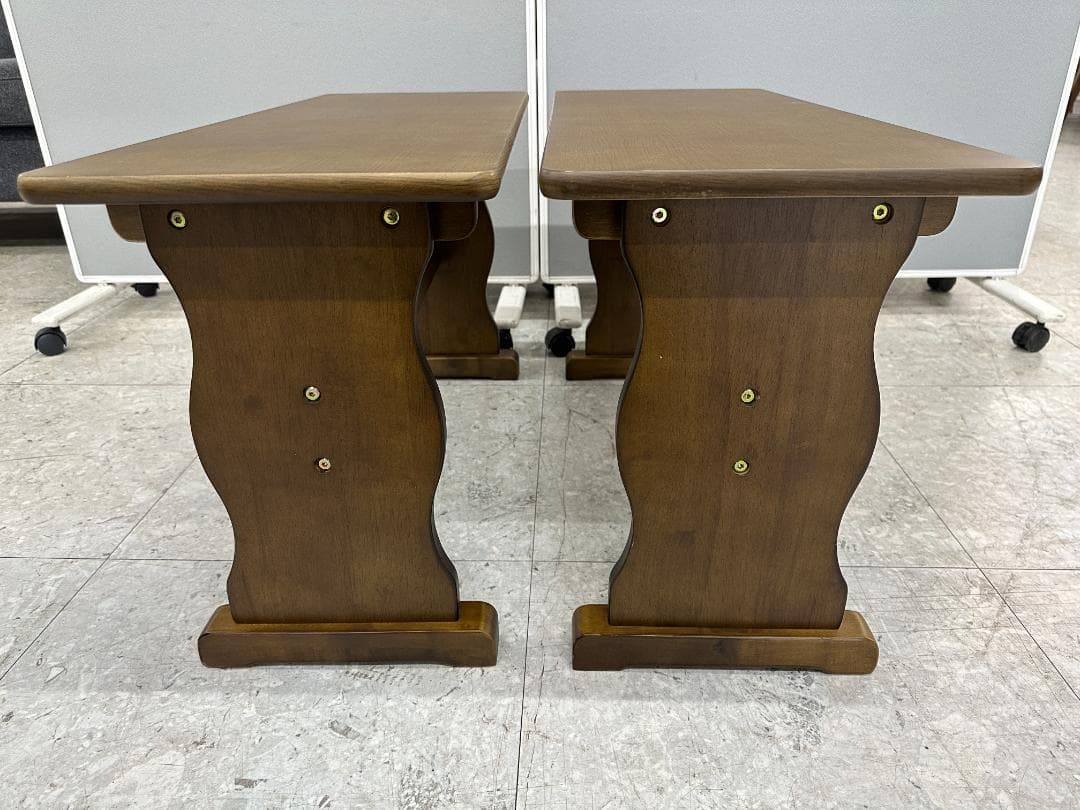 ダイニングテーブルセット　ベンチ×2　ブラウン