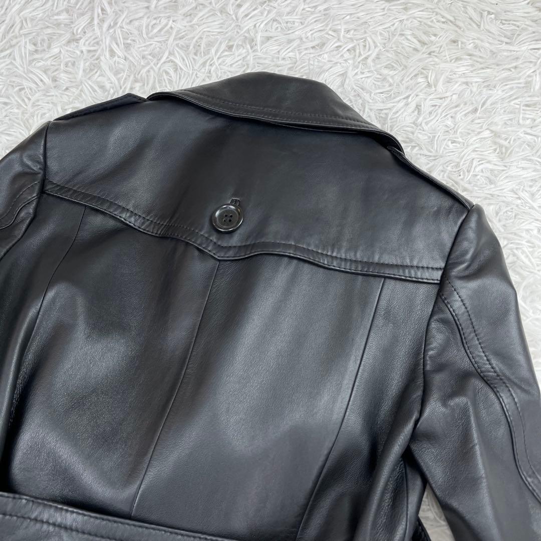 小さいサイズ✨34✨23区　羊革　レザーコート　チェスターコート　ベルト付　　黒