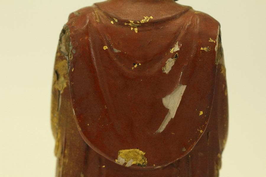 仏教美術 木彫 金彩 阿弥陀如来像 時代物 高35.5cm(A511)