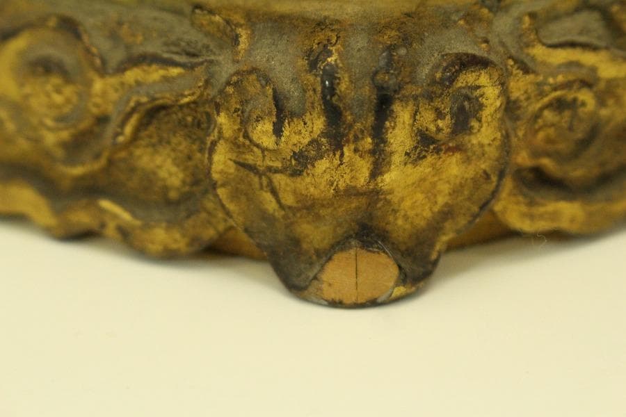 仏教美術 木彫 金彩 阿弥陀如来像 時代物 高35.5cm(A511)