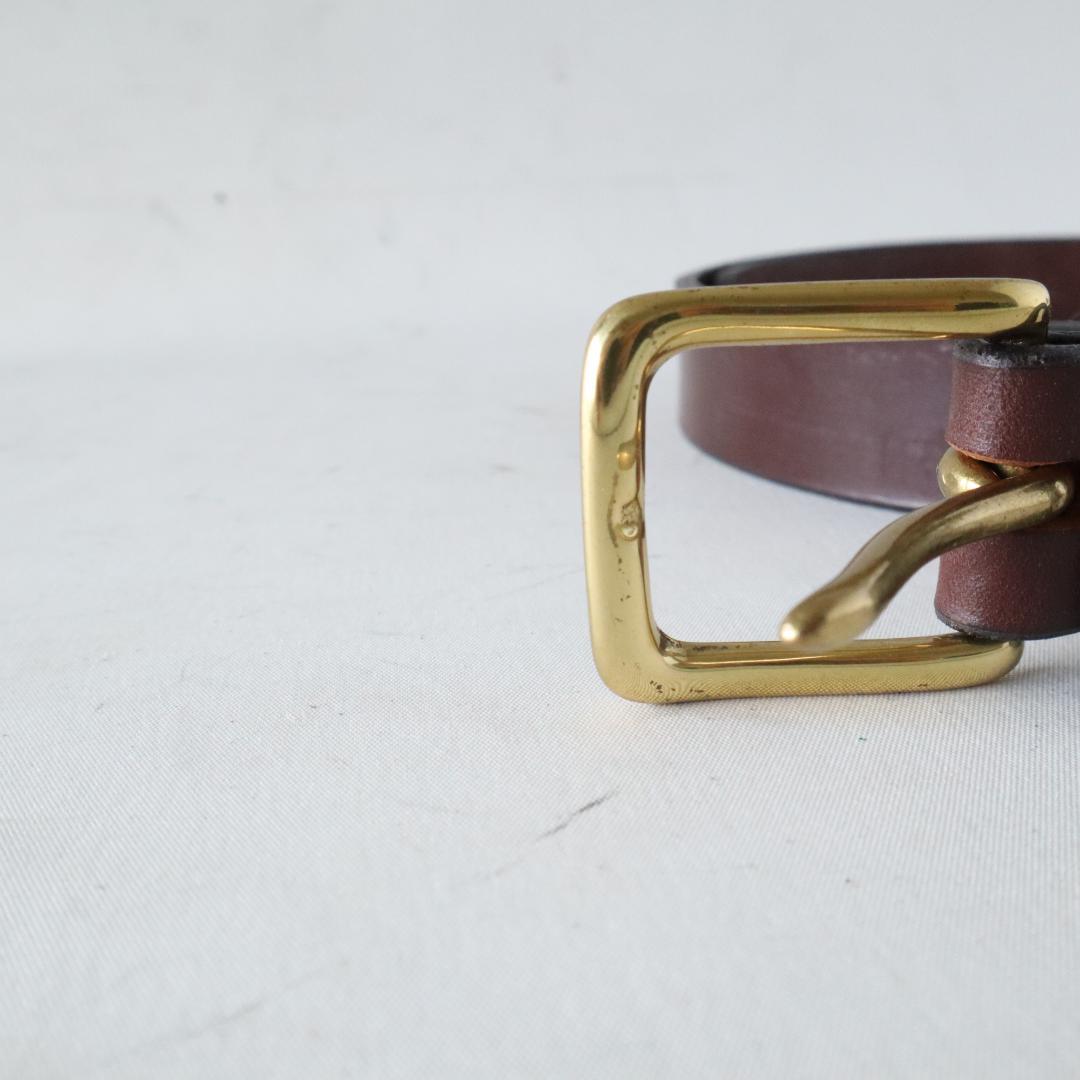 美品ジャベツクリフ スティラップレザー ベルト 濃茶×金　36 英国製