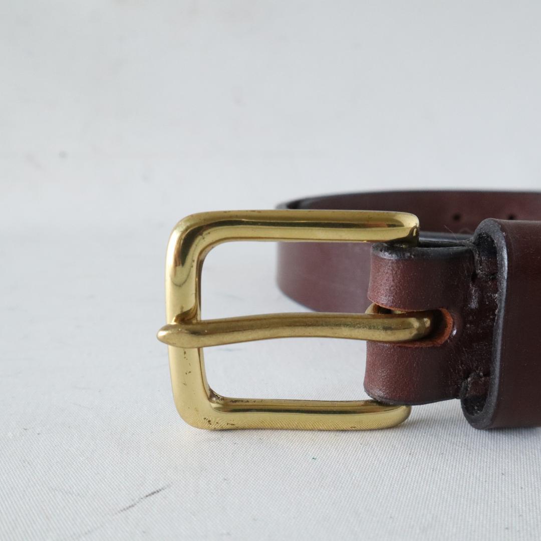 美品ジャベツクリフ スティラップレザー ベルト 濃茶×金　36 英国製