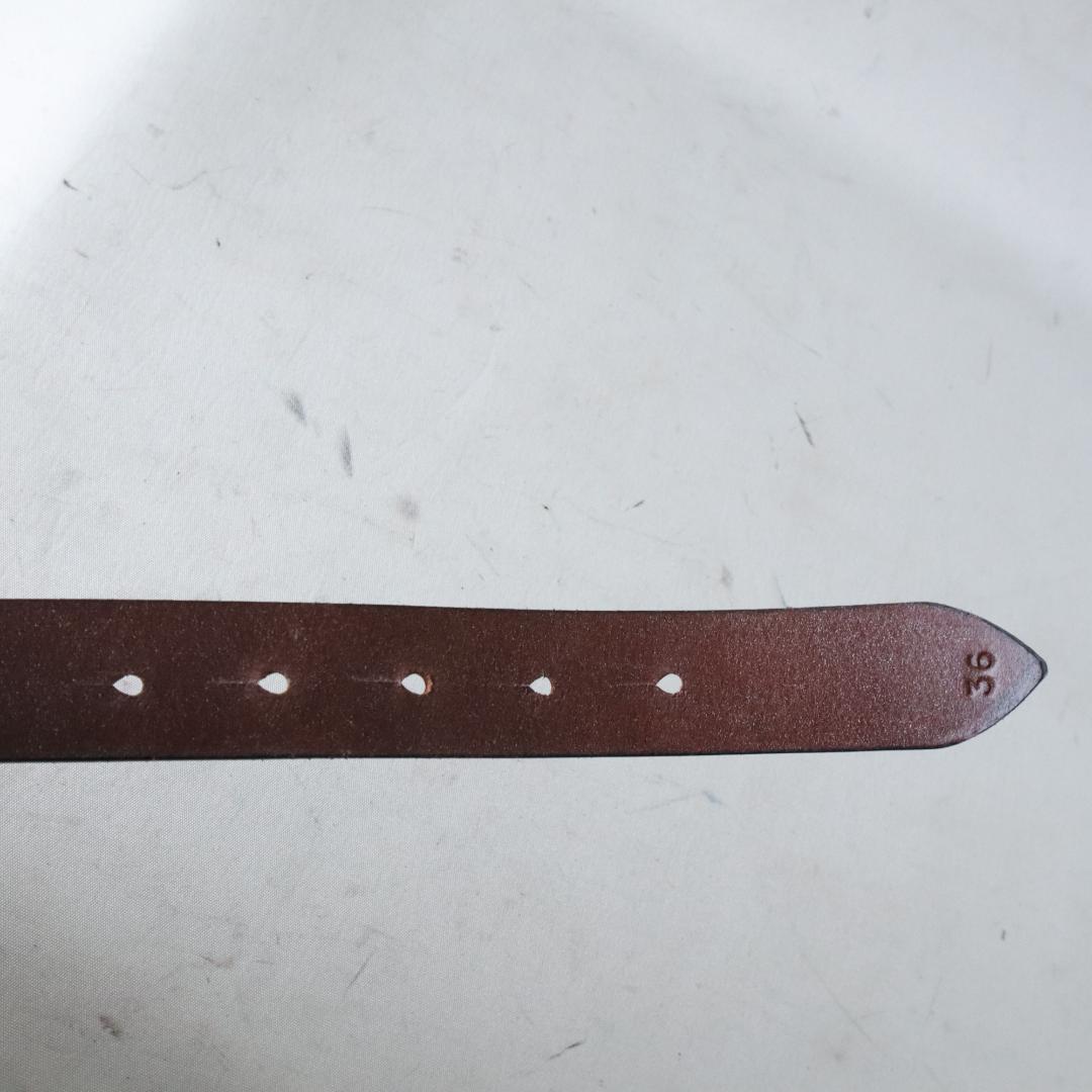 美品ジャベツクリフ スティラップレザー ベルト 濃茶×金　36 英国製