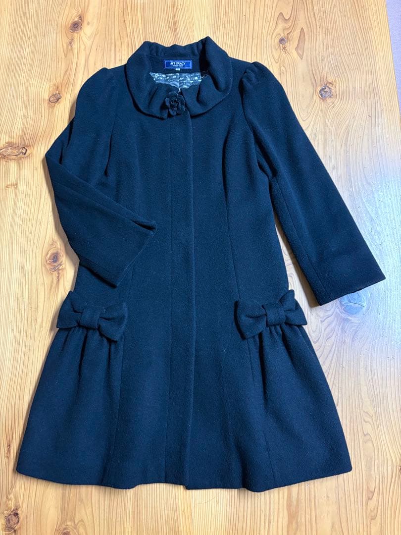 エムズグレイシー カメリア裏地ブラックロングコート