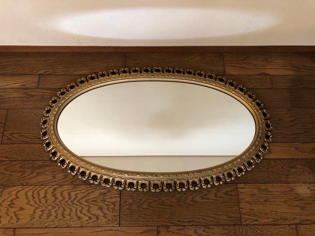 アンティーク オーバル型壁掛けミラー 大型
