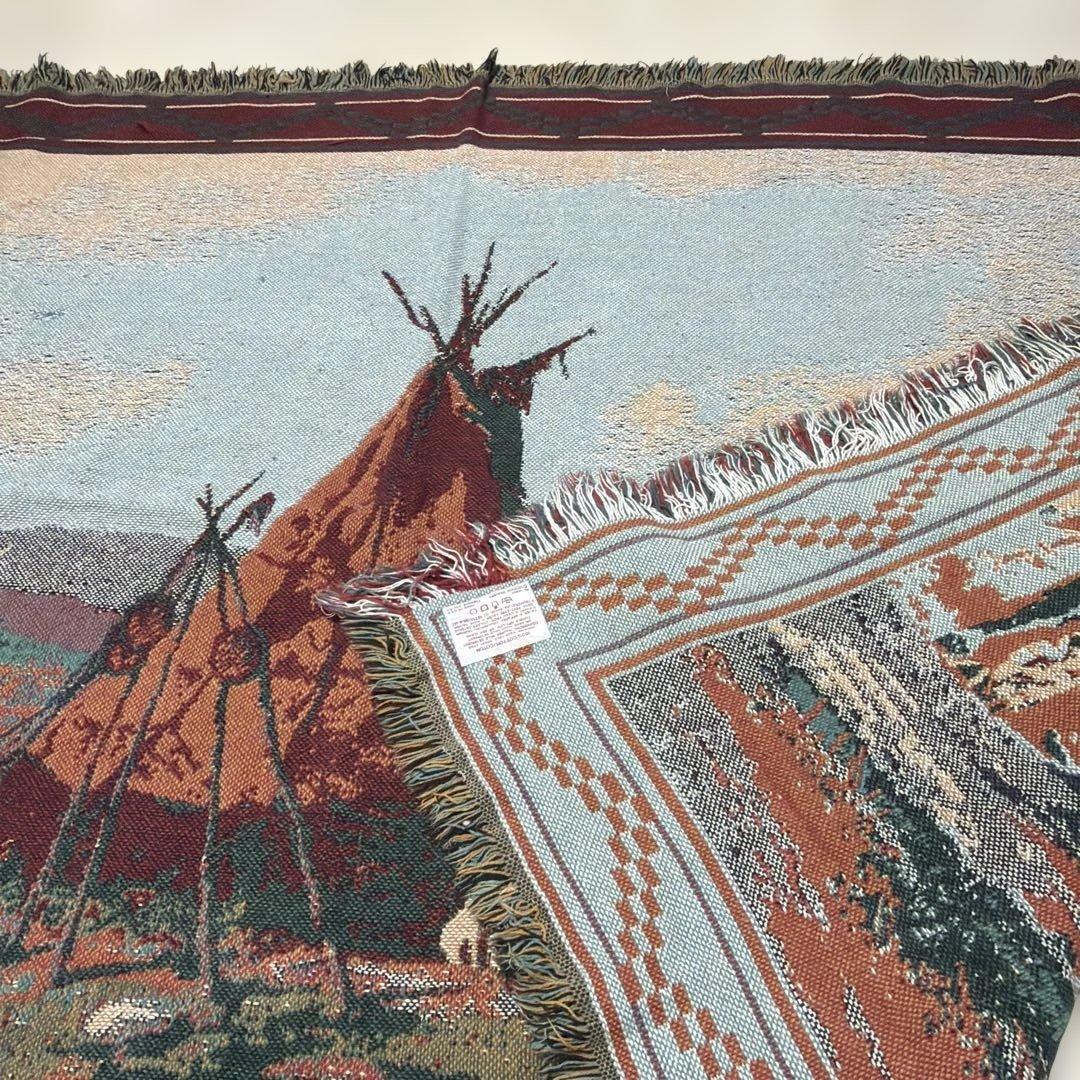 絵画風　インディアン　マルチカバー　ソファーカバー　ラグ 123x175