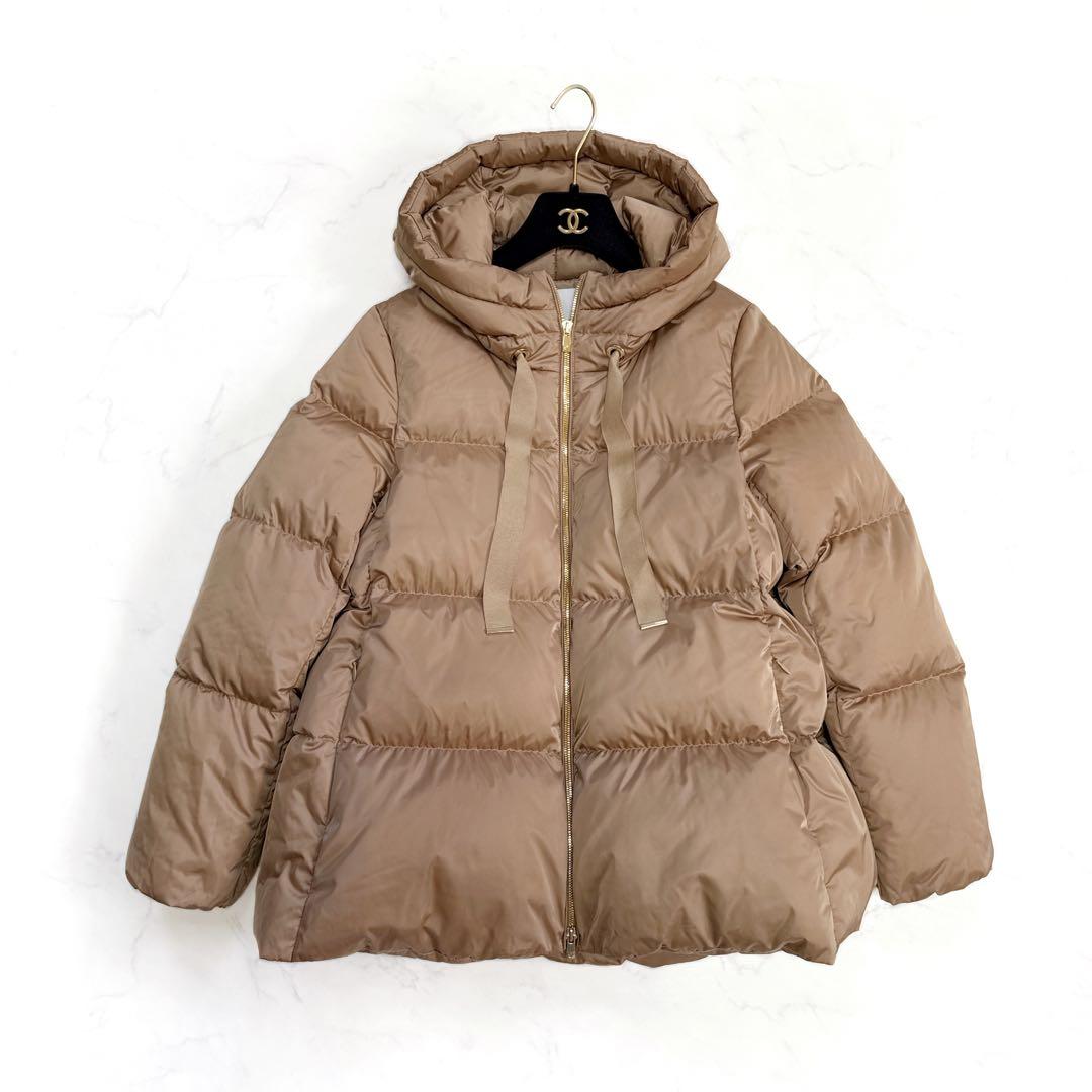 アナイ ANAYI マットサテンAラインダウンコート 36 キャメル