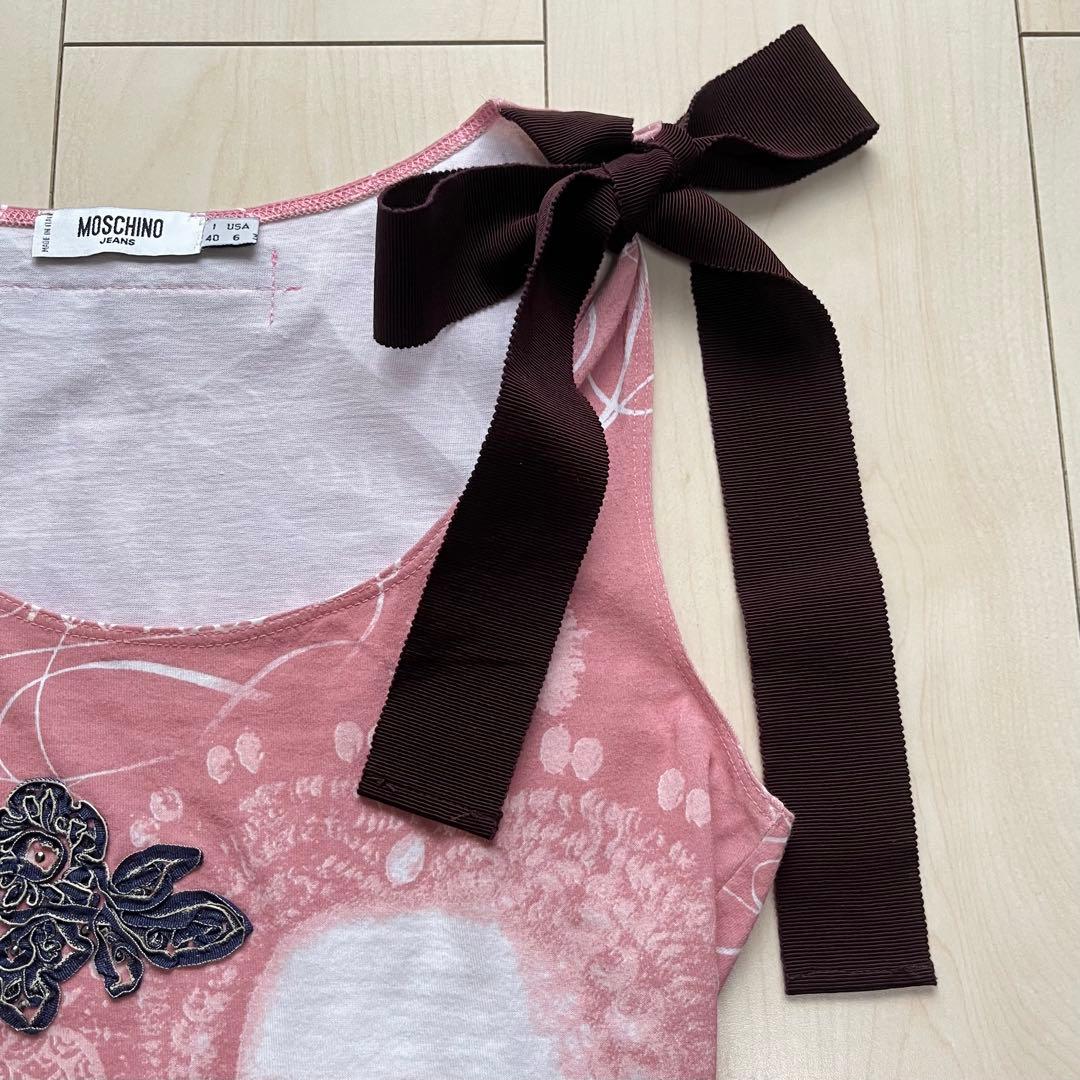 Y2K MOSCHINO モスキーノ リボン タンクトップ