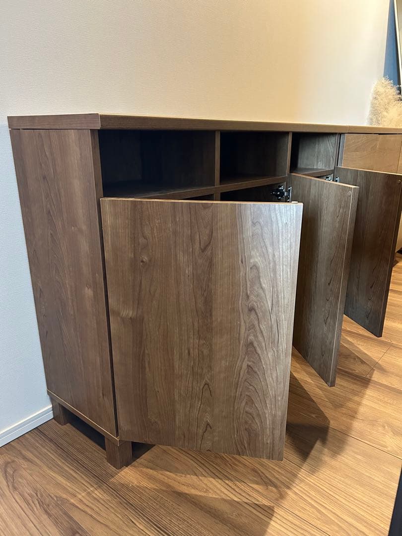 【美品】幅110cm 収納棚 キャビネット サイドボード木製 本棚　組立済