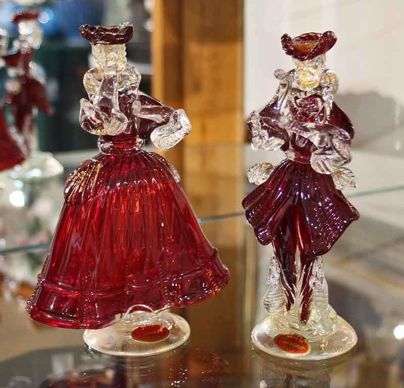 セール！ イタリア ベネチアングラス ペア人形 ダンサー 赤 4569-RD