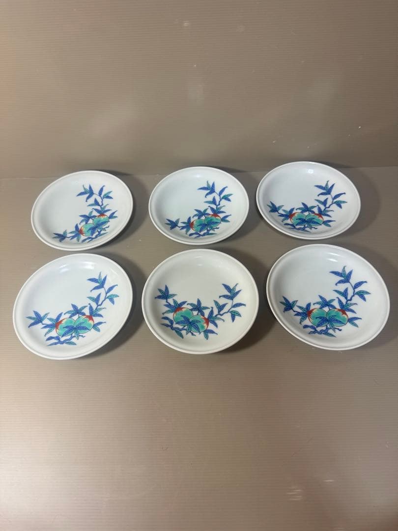 2462 人間国宝 今泉今右衛門 作 桃文様飾皿  6客　未使用