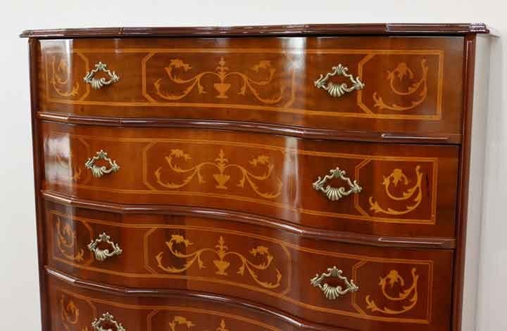 6段チェスト 木製 イタリア 猫脚 象嵌 完成品 チェスト タンス