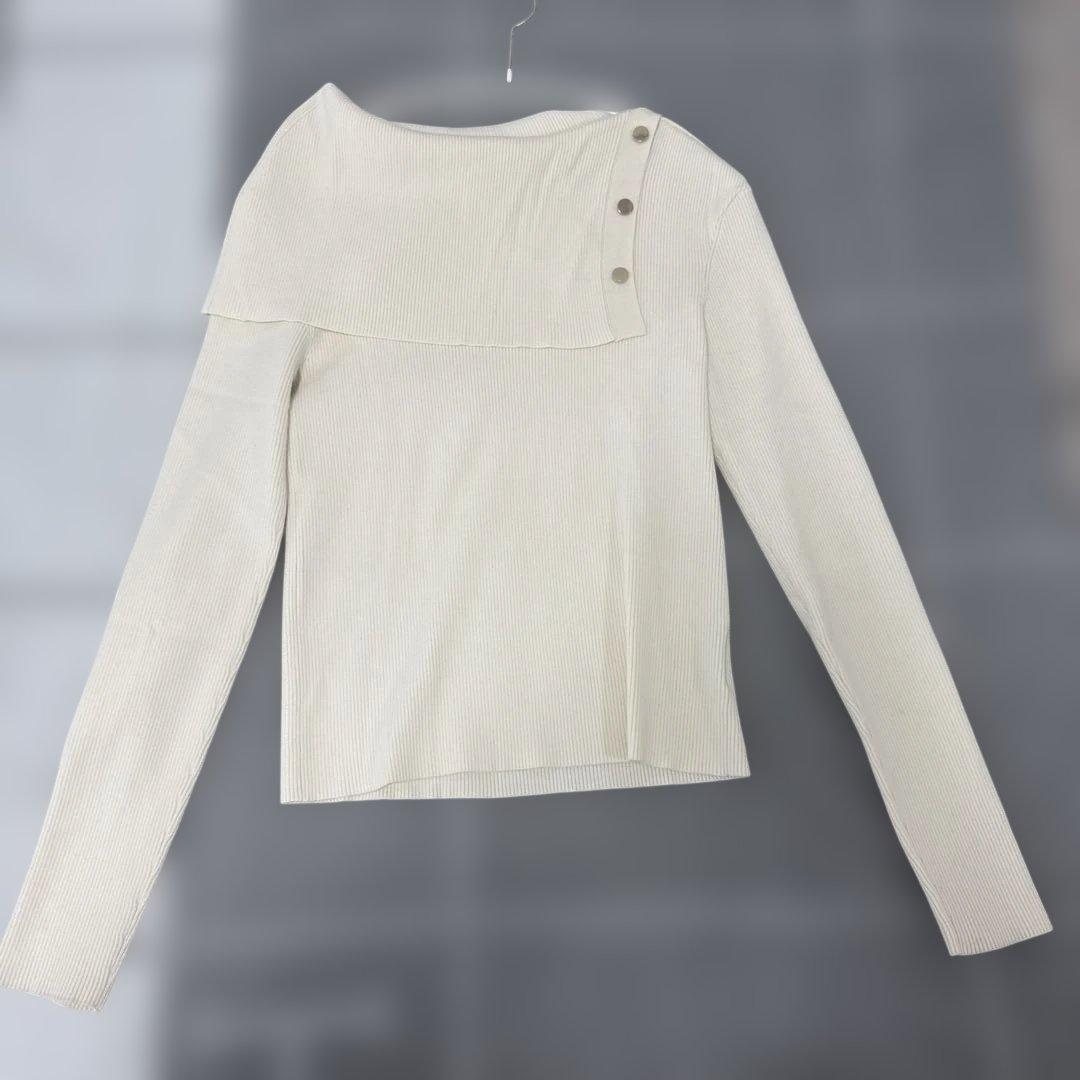 NOBLE ショルダーボタンタイトリブニット　ニット