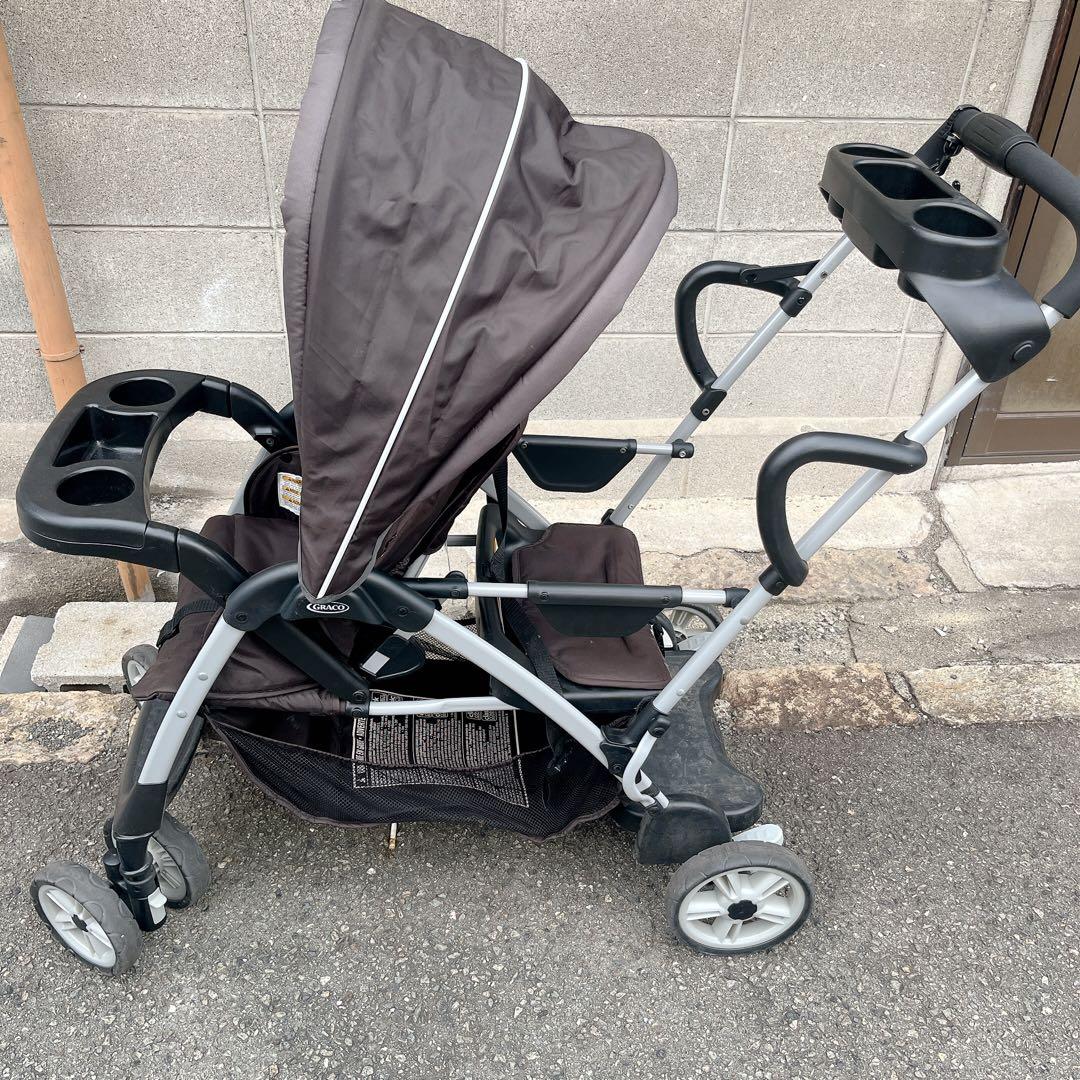 グレコGRACO 2人乗りベビーカー 日よけカバーあり 折りたたみ式