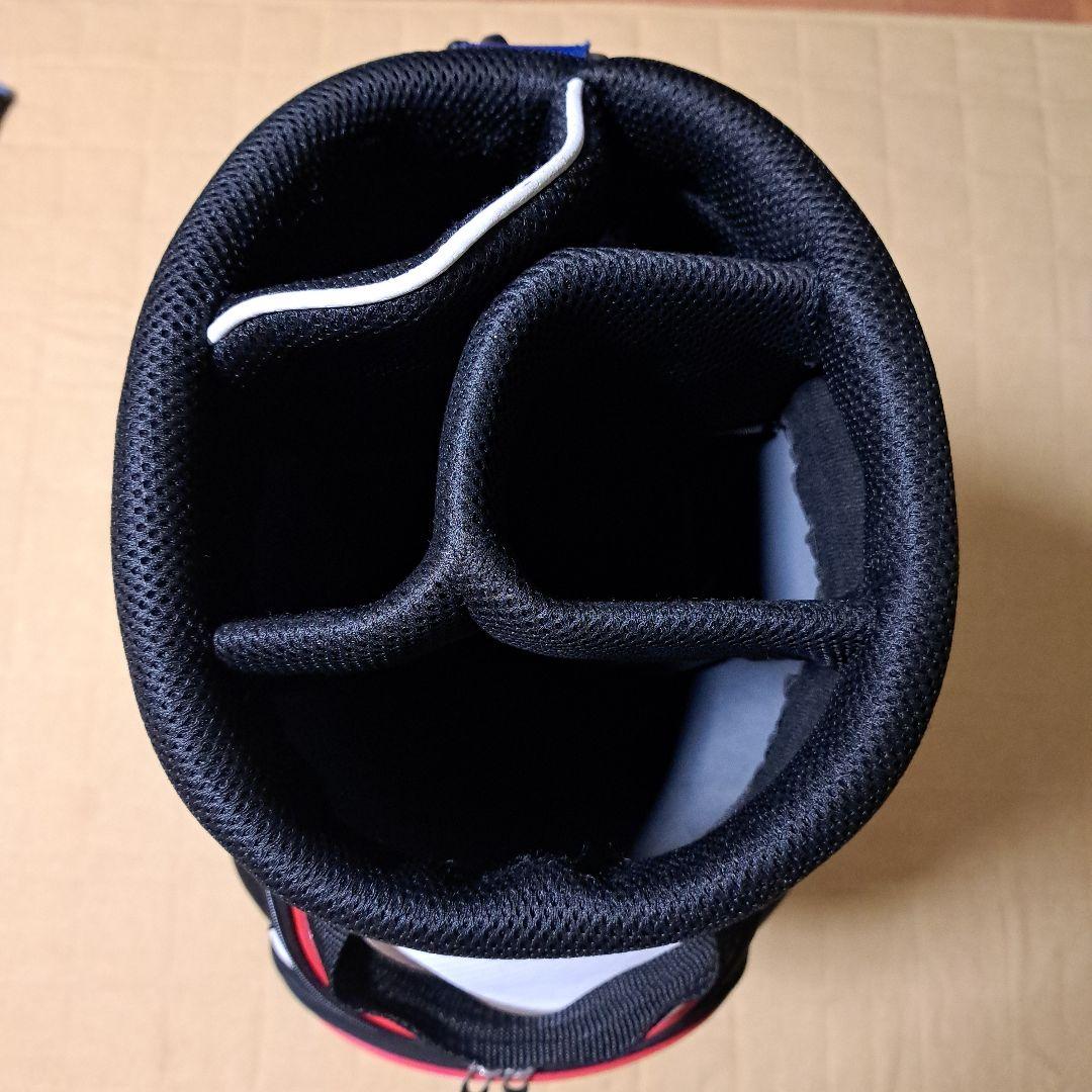 Mizuno ゴルフキャディバッグ.フード付き。 ホワイト/ネイビー。9インチ