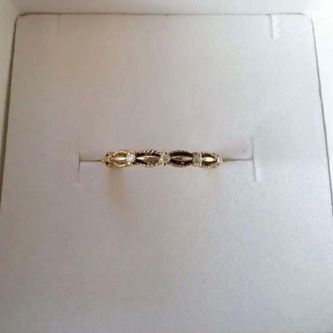 agete アガット ピンキーリング K10 ダイヤモンド　3号