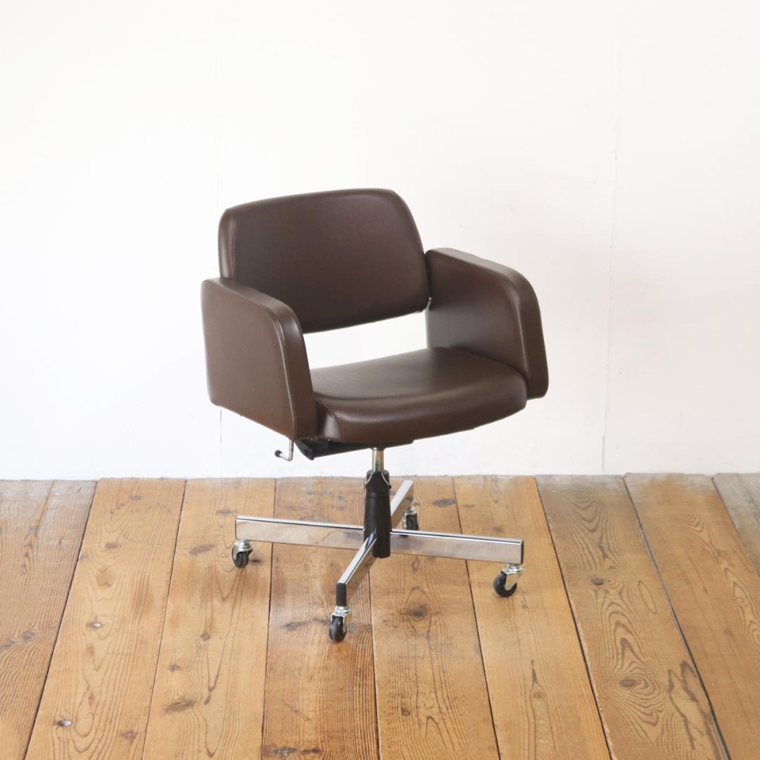 レトロ キャスターチェア アーム オフィス家具 回転 リクライニング 昇降