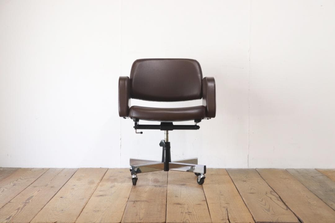 レトロ キャスターチェア アーム オフィス家具 回転 リクライニング 昇降