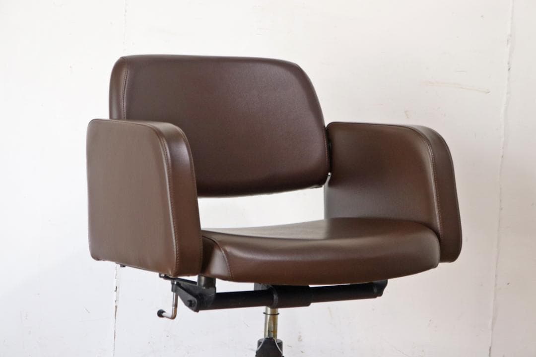 レトロ キャスターチェア アーム オフィス家具 回転 リクライニング 昇降