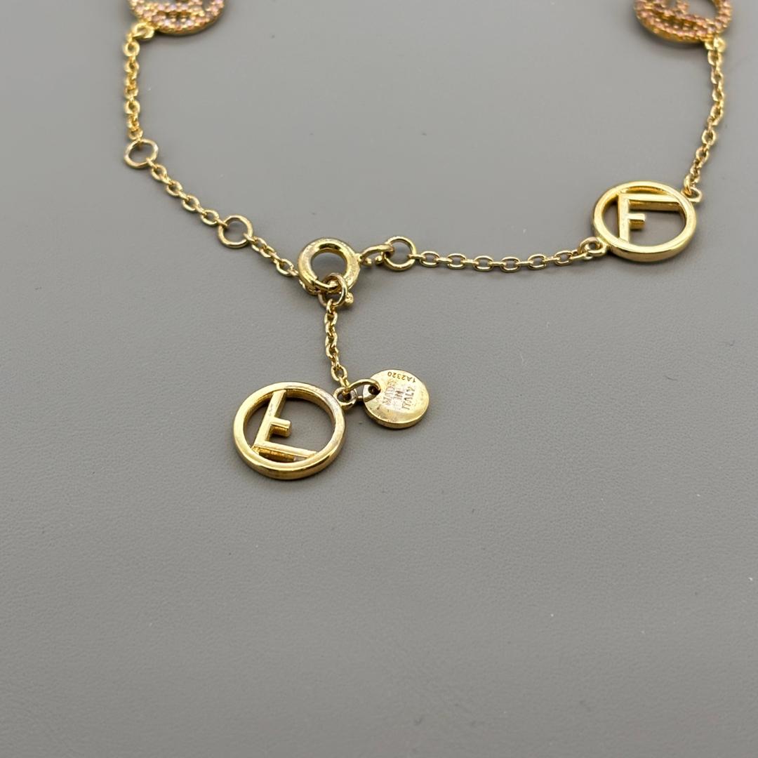 美品 FENDI ブレスレット エフイズ ゴールド ラインストーン