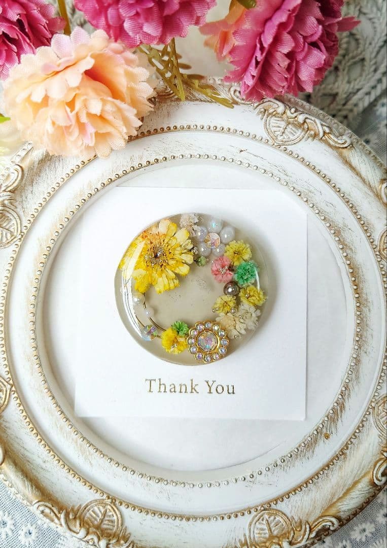 レジン　ドライフラワー　ヘアゴム　ブローチ　ポニーフック　No.242