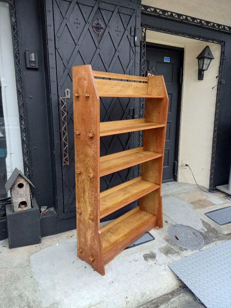 1960's　楔　細工　ウッド　サイド　オープン　ラック　キャビネット　シェルフ