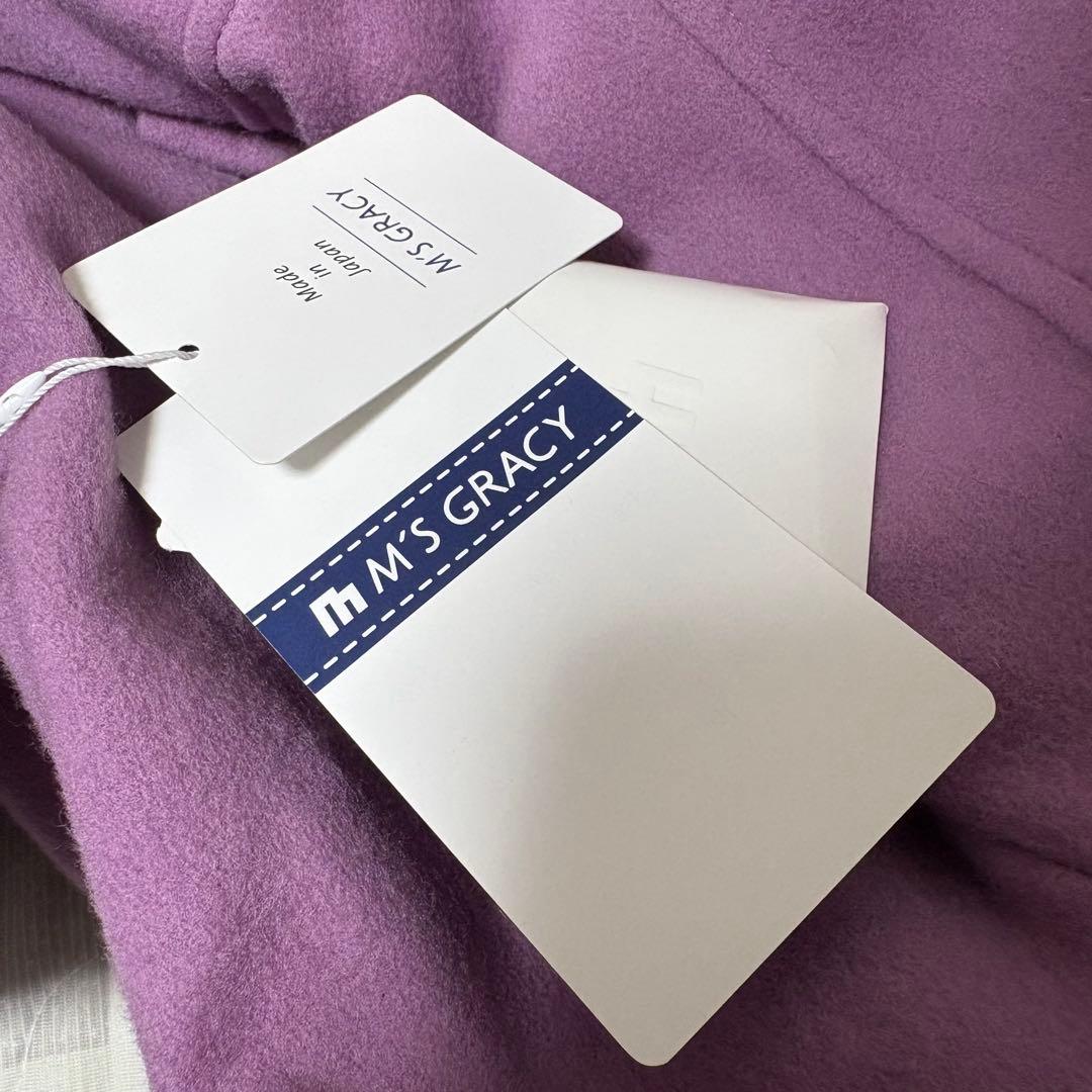 新品 40 リボン エムズグレイシー カメリア ウール コート ピンク バルーン