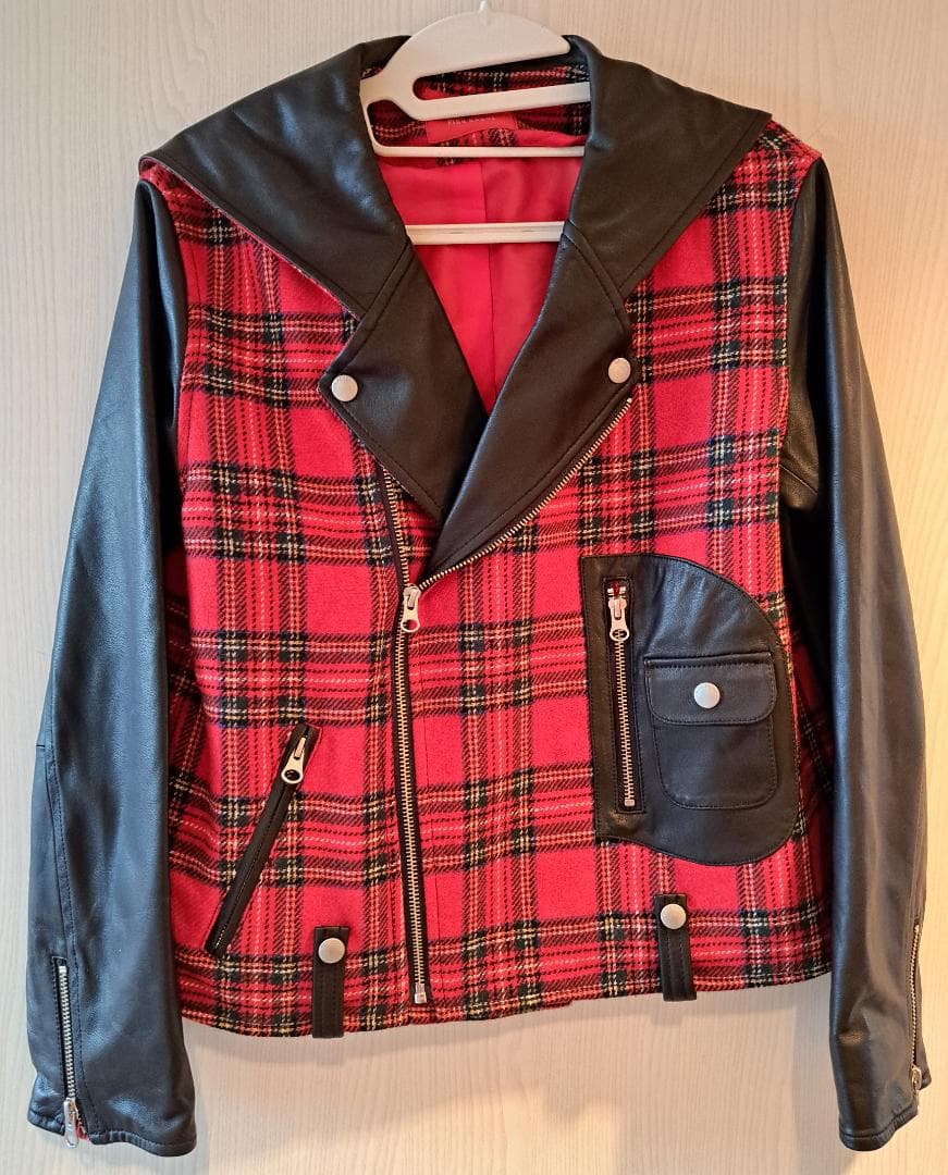 チェックライダースジャケット牛革本革PINKHOUSEピンクハウス